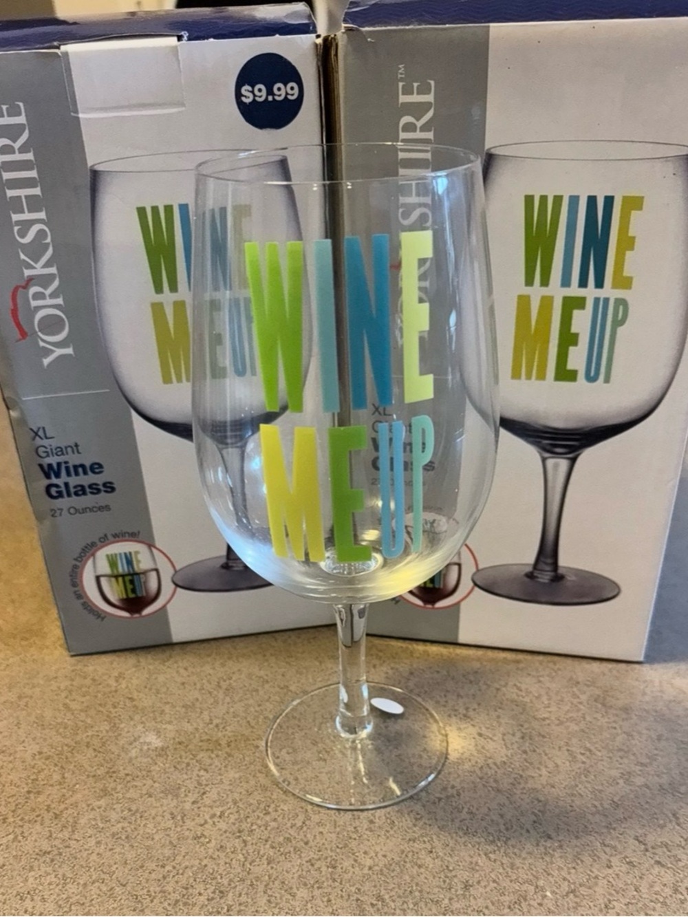 'Set of 2 Wine Me Up' Multicolor Stemmed Wine Glass